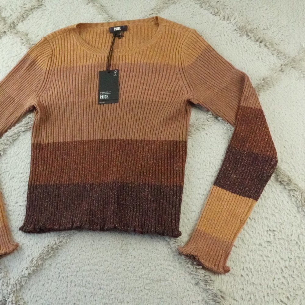 Striped Ribbed Knit Sweater - Brown Multi - Picture 4 of 13